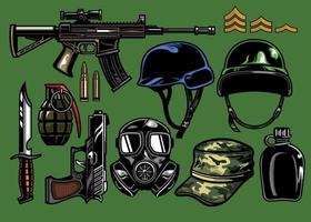 set of military object vector