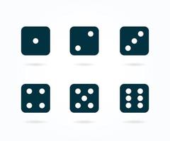 Set of game dice icons vector. Dice in a flat design from one to six. Vector illustration.