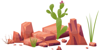 Desert rock with plants png