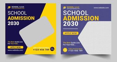 School admission social media post banner design. back to school social media post banner design set. Back to school admission promotion banner. school admission template for social media vector