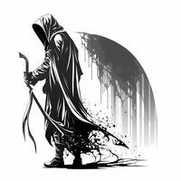 grim reaper black and white photo