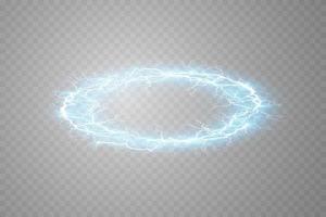 Electric ball and lightning strikes. Lightning flash light thunder spark effect. vector