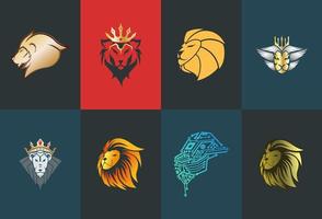 Collection of lion logo symbol vector template. Technology and luxury