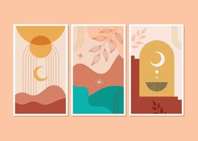 Natural shapes poster set boho wall decor flat design vector minimal art