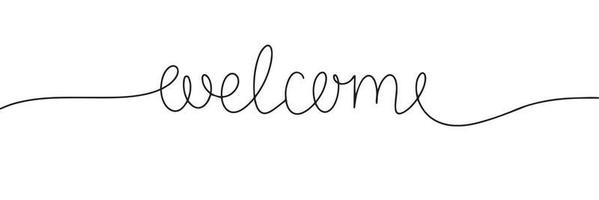 Welcome calligraphy lettering. One line continuous word welcome. Vector illustration.