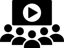 Group people watching video play screen icon. vector