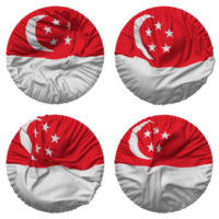 Singapore Flag in Round Shape Isolated with Four Different Waving Style, Bump Texture, 3D Rendering png