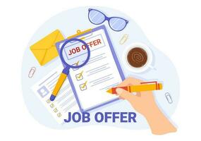 Job Offer Vector Illustration with Businessman Recruitment Search, Start Career and Vacancy at a Company in Flat Cartoon Hand Drawn Templates