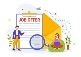 Job Offer Vector Illustration with Businessman Recruitment Search, Start Career and Vacancy at a Company in Flat Cartoon Hand Drawn Templates