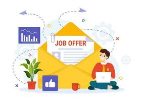 Job Offer Vector Illustration with Businessman Recruitment Search, Start Career and Vacancy at a Company in Flat Cartoon Hand Drawn Templates