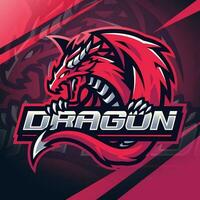 Dragon esport mascot logo design vector