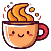 café emoji taza con ojos. kawaii taza. elemento para menú. emoji icono png