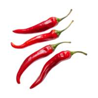 Red chili peppers are isolated on transparent background. clipping path. png