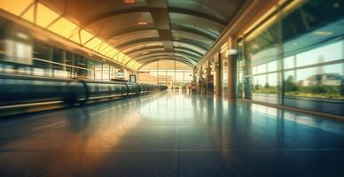 Airport building, international terminal, rushing people to land, blurred background - image photo