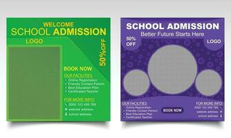 Back to school banner design. School or college admission online post or leaflet template. vector