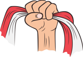 Hand holding Indonesia flag Illustration png