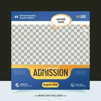 School admission for social media post template and online advertisement vector