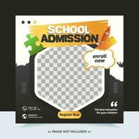 School admission for social media post template and online advertisement vector