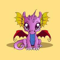 Cute chibi dragon vectors in cartoon style of cute for illustration tshirt or education kids element