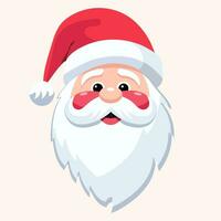 Vector Illustration Santa Claus with Beard and Red Cap for Print or Winter Christmas Party Design