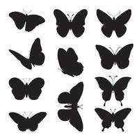 butterfly silhouette collection isolated black vector illustration