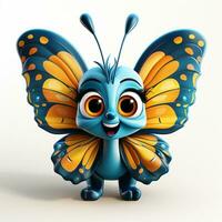 3d carton a cute butterfly white background photo