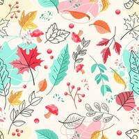 Autumn leaves seamless pattern. Fall foliage background vector