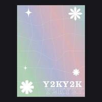 Y2K template gradient poster. 90's style vector