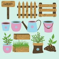 Gardening tools illustration vector