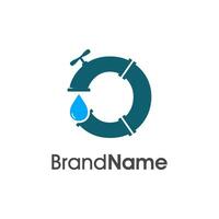 Initial O Pipe and Water Logo vector