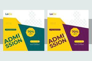 School Admission Social Media Post  design template. vector