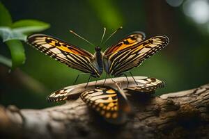 butterflies on a branch. AI-Generated photo