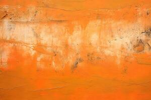 Dirty and weathered orange concrete wall background texture. ai generated photo