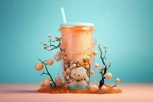 Flavorful Bubble tea. Generate Ai photo