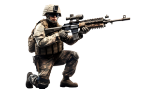 Full equiped soldier with big gun. AI Generative png