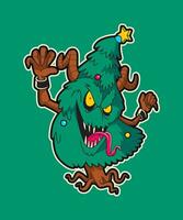 Monster Christmas tree. Christmas Cartoon Character Illustration. vector