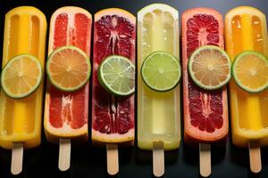 closeup of refreshing popsicles melting quickly AI Generated photo