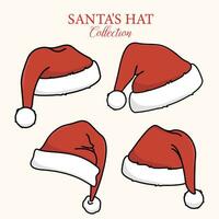 Santa red hat collection isolated on white background vector