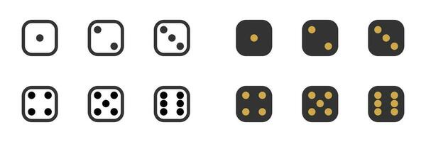 Dice icon. White, black game object symbol. Sign cube vector. vector