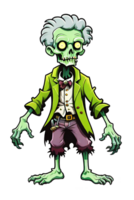 AI generated Zombie cartoon character isolated on transparent background png