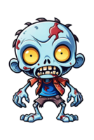 AI generated Zombie cartoon character on transparent background png