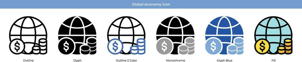 Global economy Icon Set vector