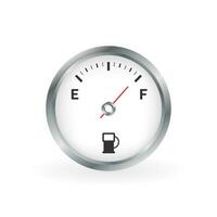 Fuel gauge. Full tank. Round black car dashboard vector