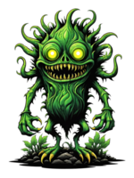 AI generated Green monster plants character design illustration on transparent background png