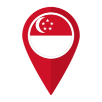 Singapore flag on map pinpoint icon isolated. Flag of Singapore png