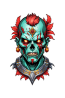 AI generated Zombie head soldier with crown isolated png