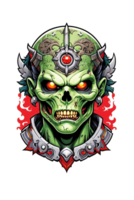 AI generated Zombie head soldier with crown isolated png