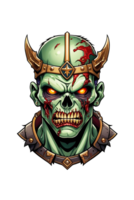 AI generated Zombie head soldier with crown isolated png