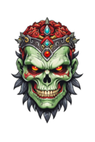 AI generated Zombie head soldier with crown isolated png