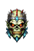 AI generated Zombie head soldier with crown isolated png